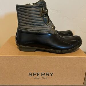 Sperry topsider black rain boots. Women’s size 8 1/2 medium.  NWT and in box